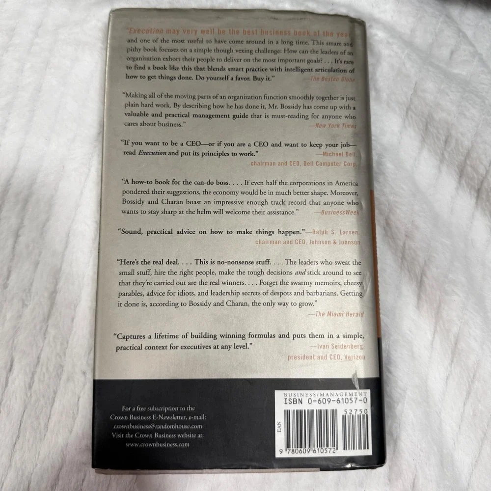 Execution The Discipline of Getting Things Done Larry Bossidy Hardcover Book
